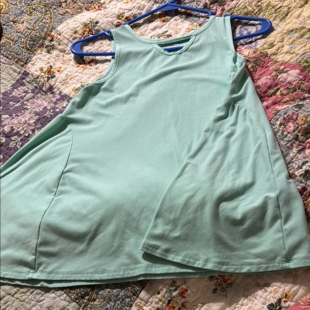 Green Sleeveless Crew Neck Sundress